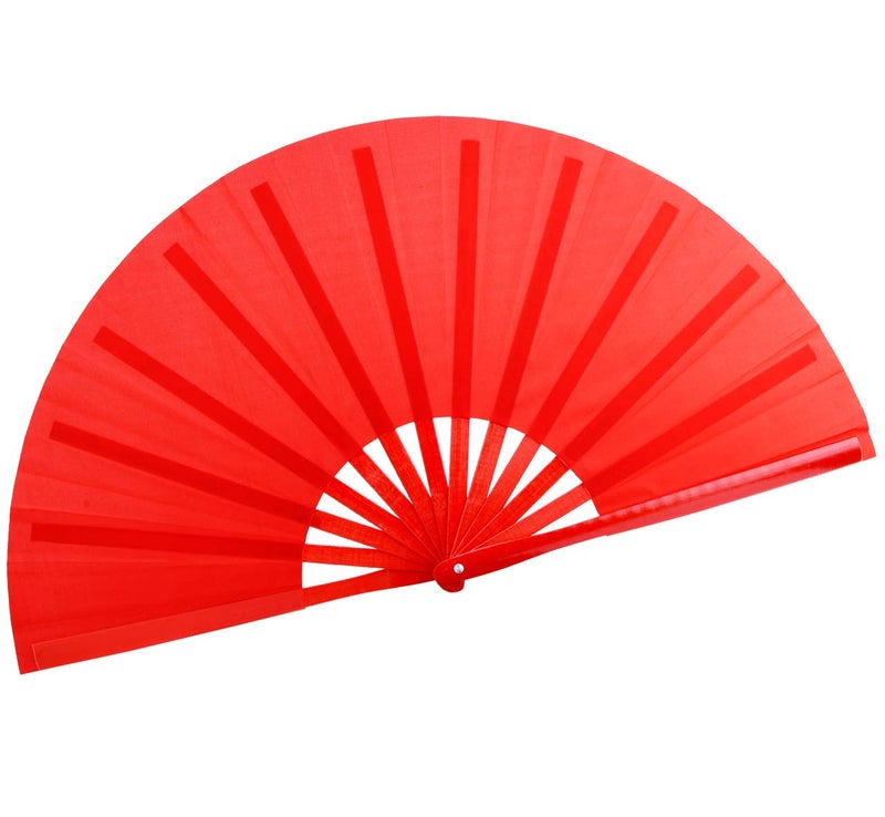 HONSHEN Bamboo Large Red Folding Hand Fans KunFu Fan for Events Dance Performance Festivals Gift (All Red) - Image 1